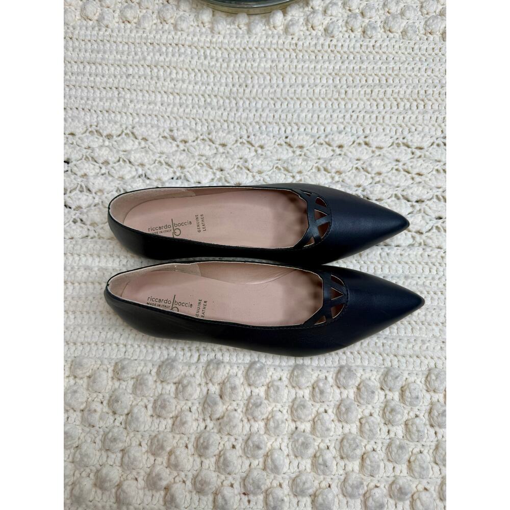 NEW RICCARDO BOCCIA Women's 40 Clodette Pointed Toe Ballet Flats Leather Shoes - Picture 13 of 14